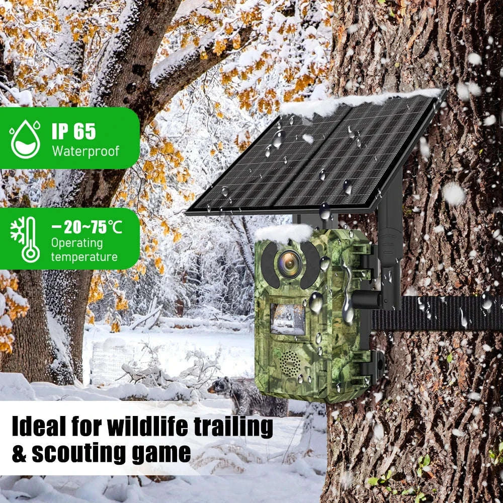 4G Cellular 2K Solar PIR Motion Activated Trail Camera IP66 Night Vision-EU 4G Trail Cam 64G / China Mainland