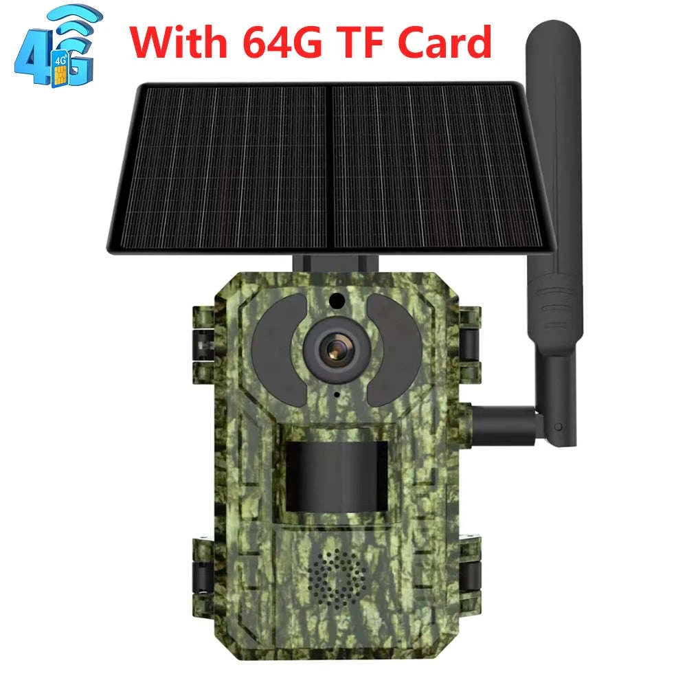 4G Cellular 2K Solar PIR Motion Activated Trail Camera IP66 Night Vision-EU 4G Trail Cam 64G / China Mainland