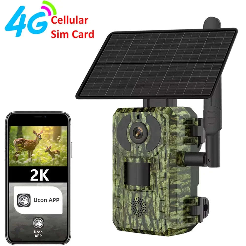 4G Cellular 2K Solar PIR Motion Activated Trail Camera IP66 Night Vision-EU 4G Trail Cam 64G / China Mainland