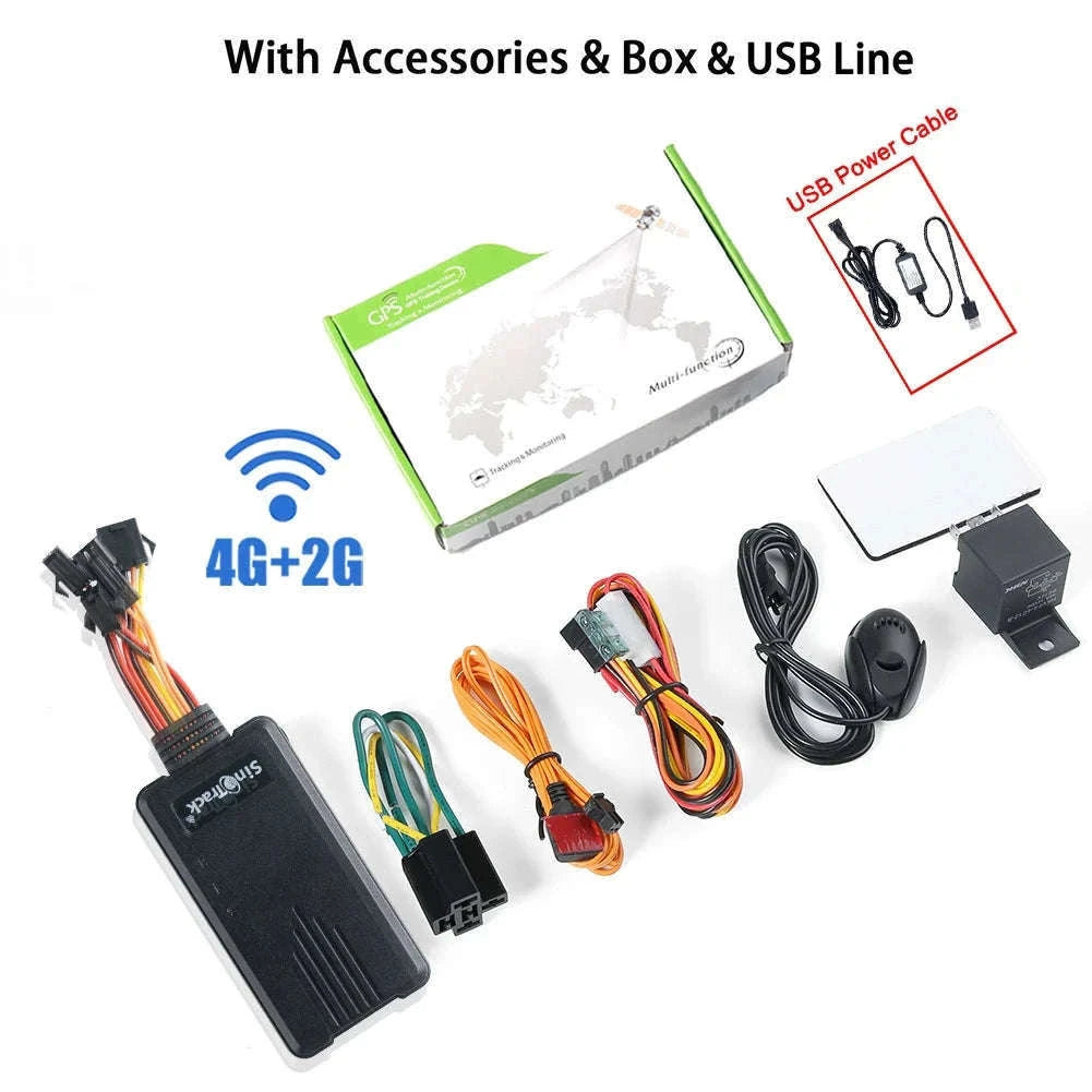 4G GPS Tracker for Car and Motorcycle with Remote Fuel Cut and Free App-With accessories
