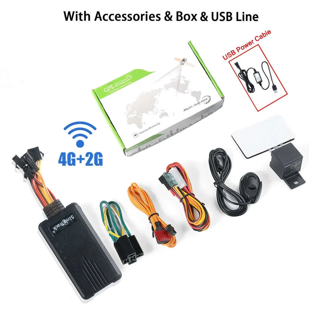 4G GPS Tracker for Car and Motorcycle with Remote Fuel Cut and Free App-With accessories