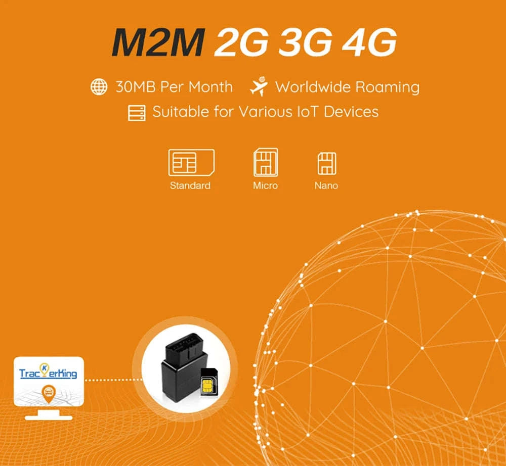 4G GPS Tracker SIM Card with World Roaming Data, 12 Months-1pc