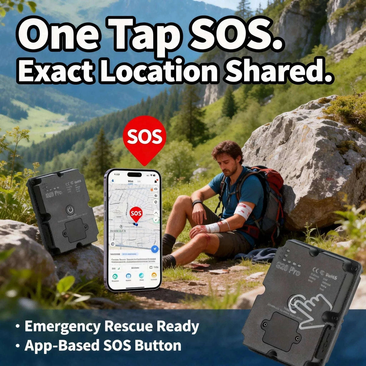 4G GPS Tracker with SOS for Hiking, Backpacking & Outdoor Safety-GERMANY