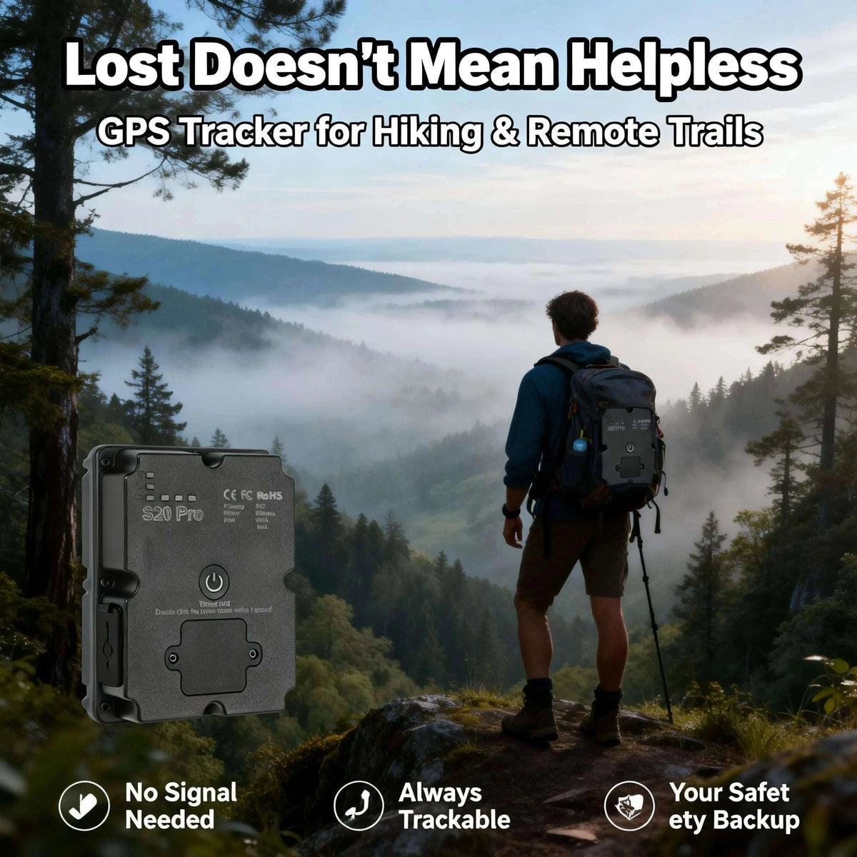 4G GPS Tracker with SOS for Hiking, Backpacking & Outdoor Safety-GERMANY