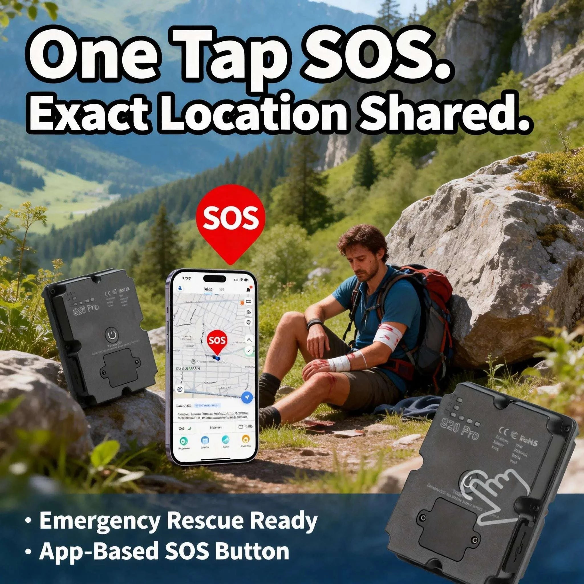 4G GPS Tracker with SOS for Hiking, Backpacking & Outdoor Safety-GERMANY