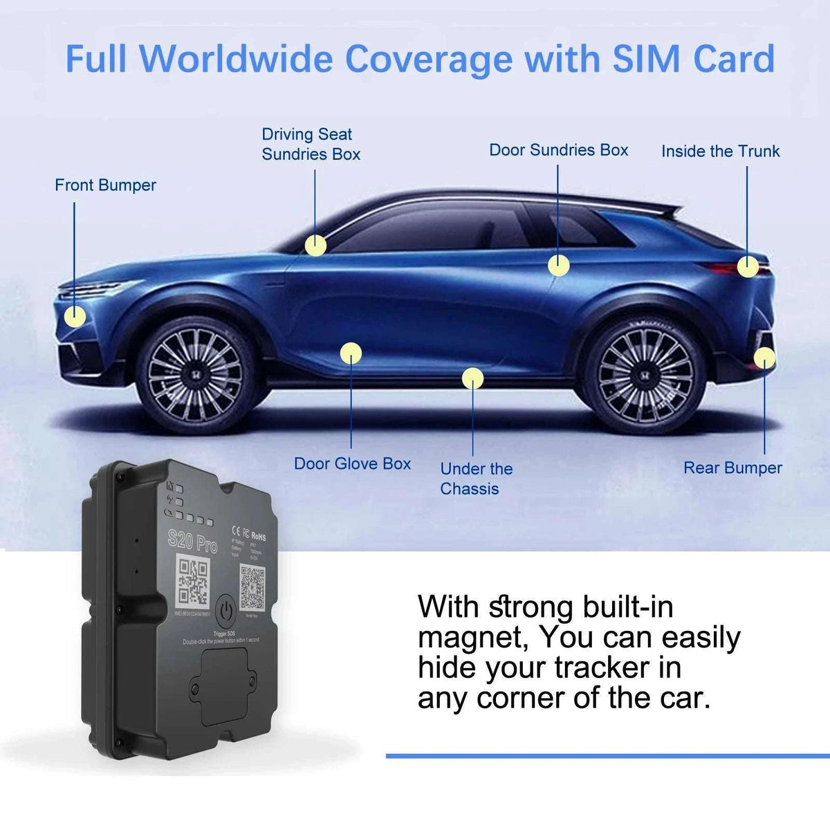 4G GPS Vehicle Tracker with Real-Time Tracking & Long Battery Life-black / france