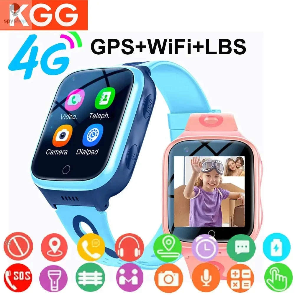 4G Kids Smart Watch – GPS Safety, Video Calls, All‑Day Wear-black with box / Asia version