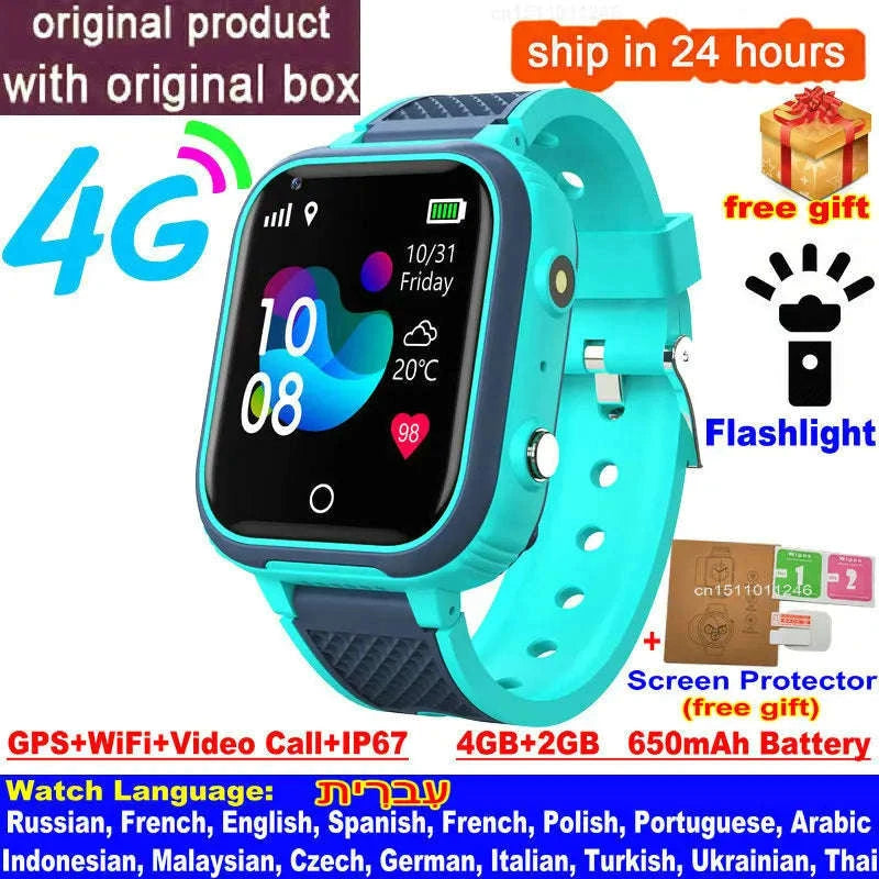 4G Kids Smart Watch GPS WiFi Video Call SOS Camera Tracker-Global version / add more strap