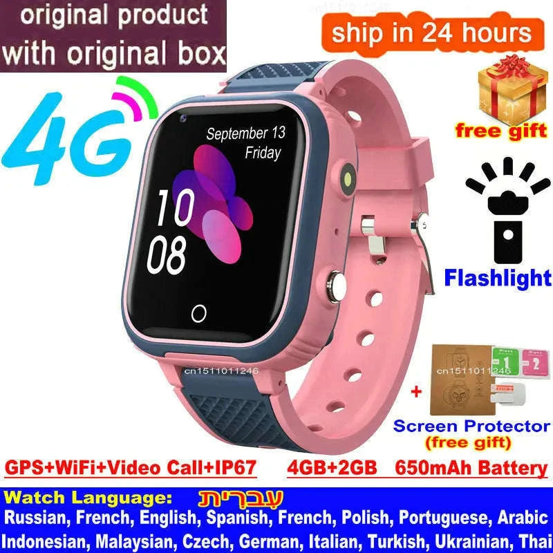 4G Kids Smart Watch GPS WiFi Video Call SOS Camera Tracker-Global version / add more strap