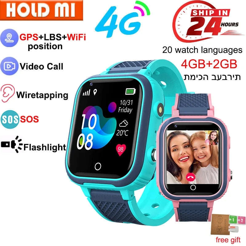 4G Kids Smart Watch GPS WiFi Video Call SOS Camera Tracker-Global version / add more strap