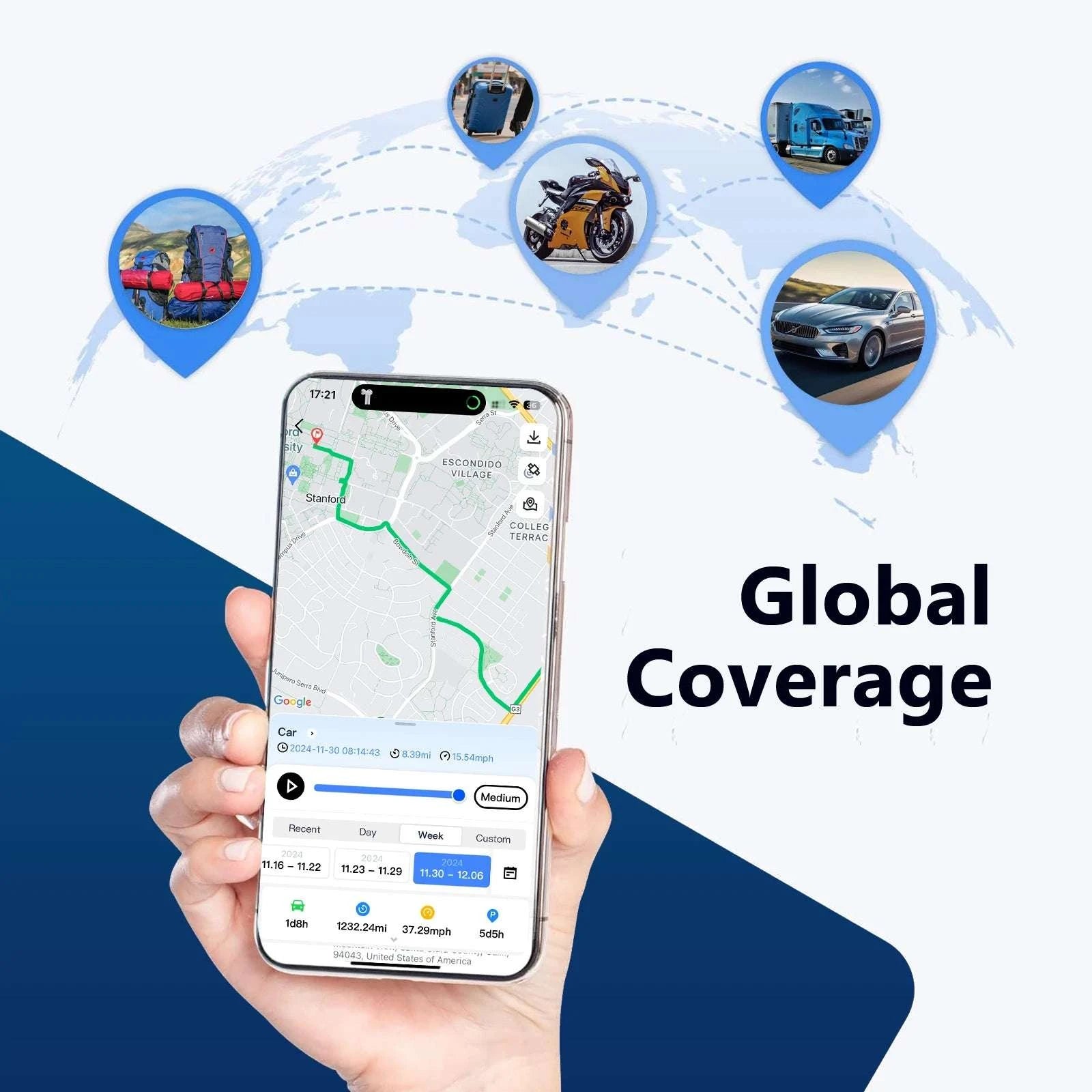 4G LTE GPS Car Tracker with App, Magnetic Hidden Vehicle Locator-black / United States