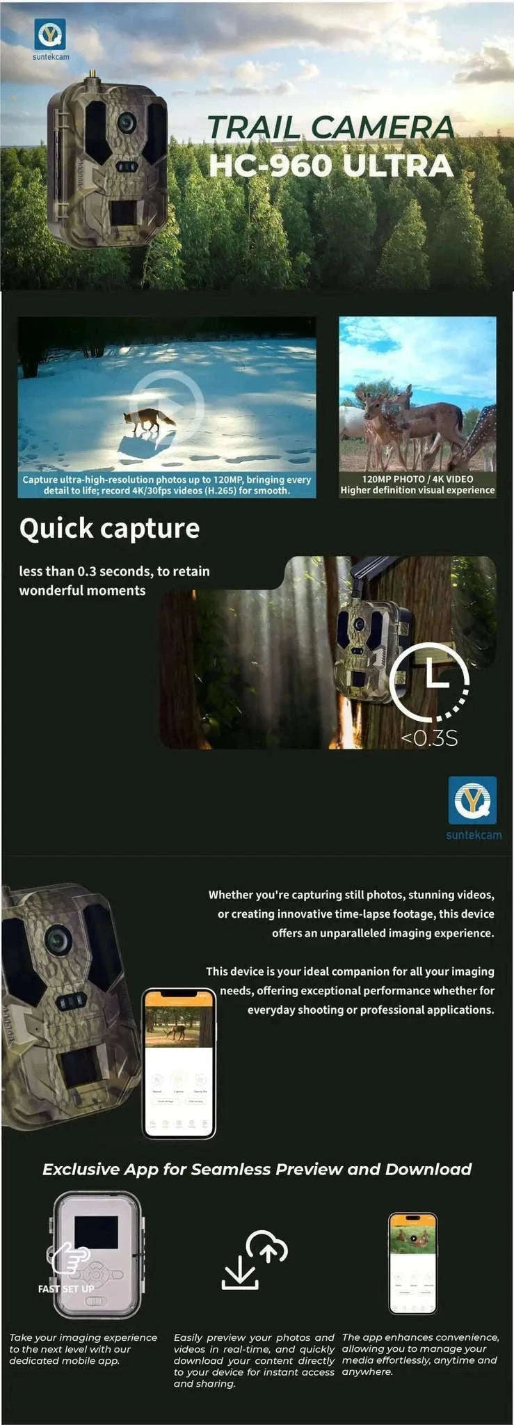 4G LTE Hunting Camera with 4K Live Stream and 8000mAh Battery-