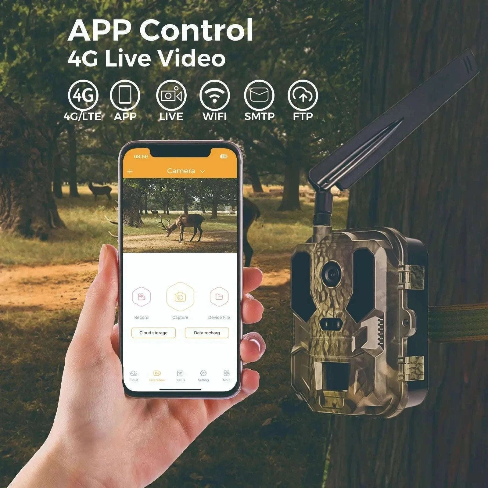 4G LTE Hunting Camera with 4K Live Stream and 8000mAh Battery-