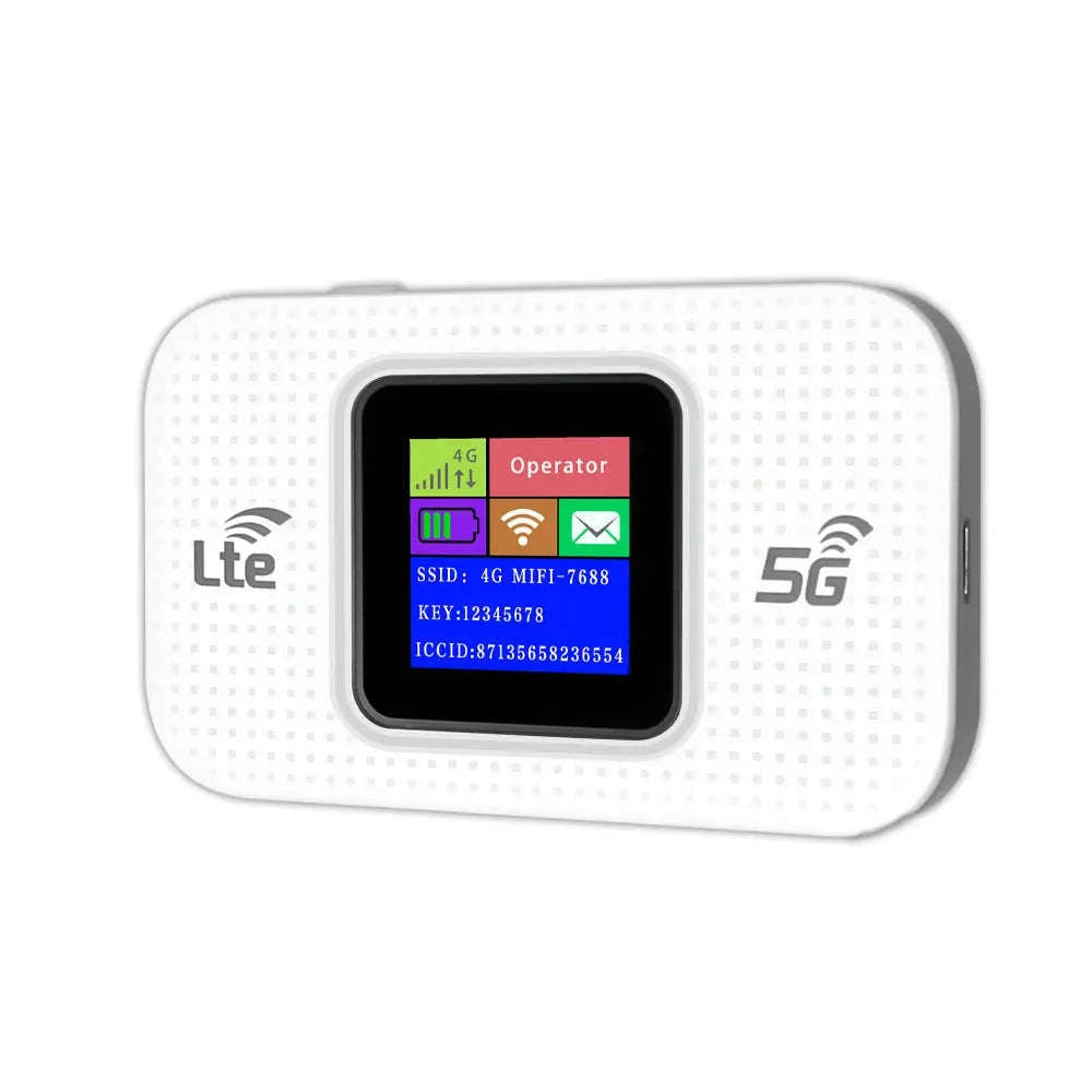 4G LTE Mobile WiFi Router 300Mbps Hotspot Modem with Color Screen-White
