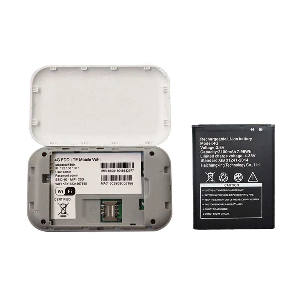 4G LTE Pocket WiFi Router with SIM Card Slot, 2100mAh Battery, 150Mbps-Default Title