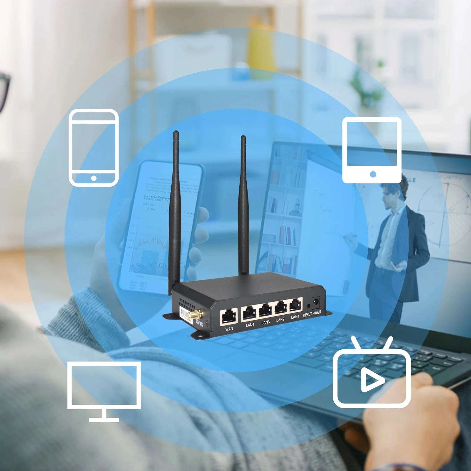 4G LTE Router 300Mbps 2.4GHz WiFi with 4 Detachable Antennas and Ethernet Ports-CAT4 4G Router / EU Plug