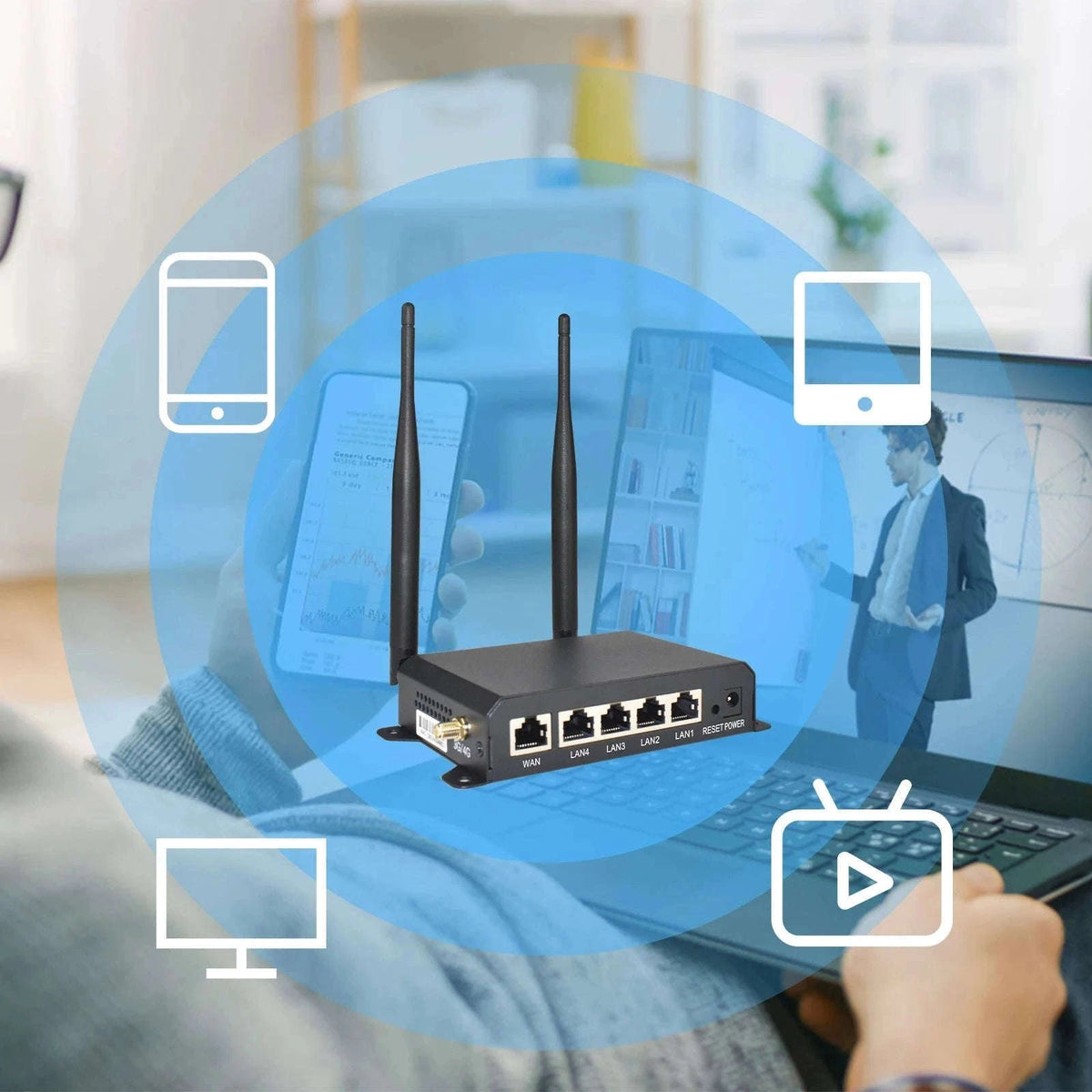 4G LTE Router 300Mbps 2.4GHz WiFi with 4 Detachable Antennas and Ethernet Ports-CAT4 4G Router / EU Plug