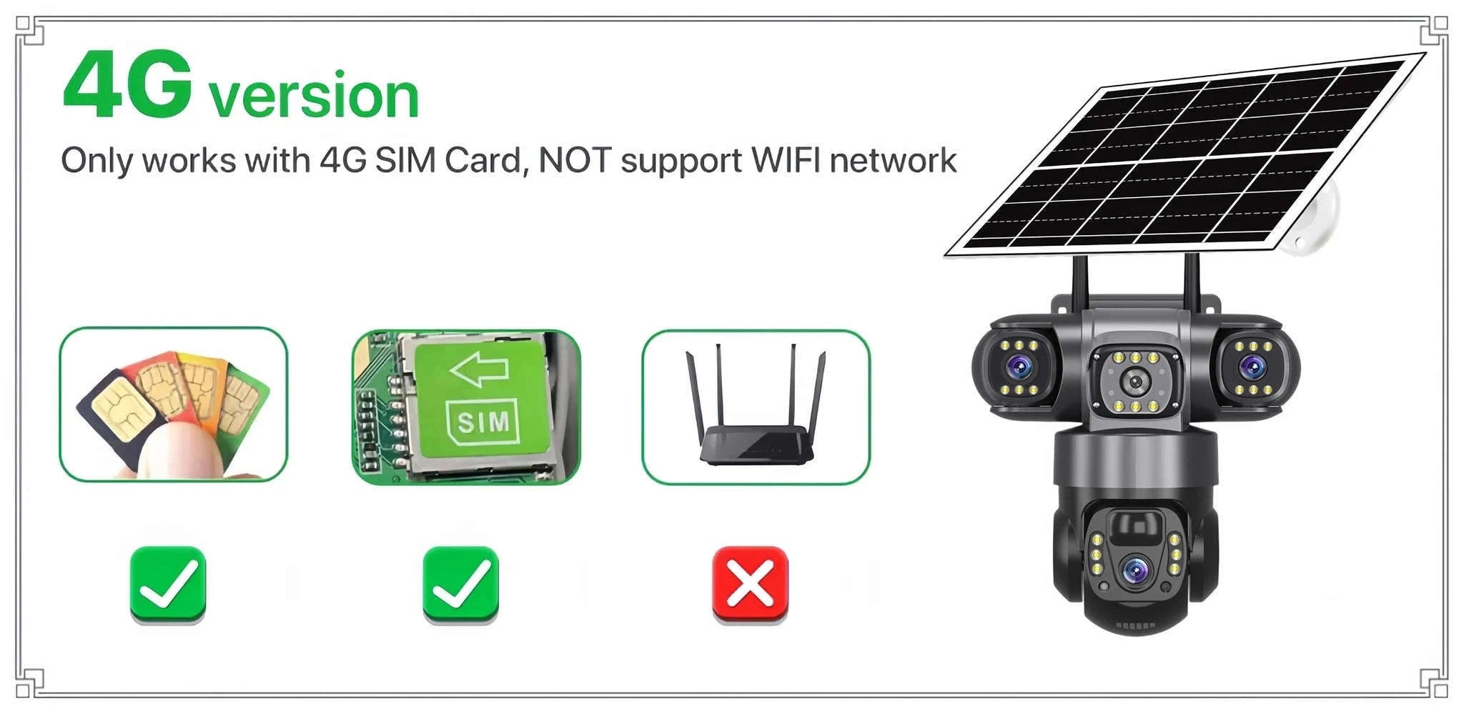 4G LTE Solar Security Camera 15MP Triple Lens PTZ Night Vision-4G CCTV No Card / Poland