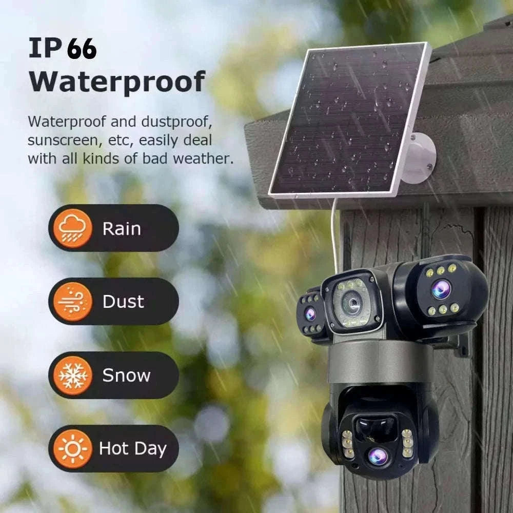 4G LTE Solar Security Camera 15MP Triple Lens PTZ Night Vision-4G CCTV No Card / Poland