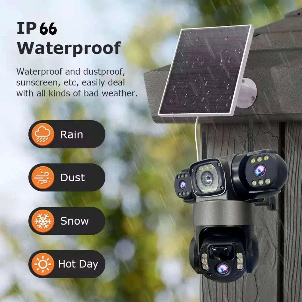 4G LTE Solar Security Camera 15MP Triple Lens PTZ Night Vision-4G CCTV No Card / Poland