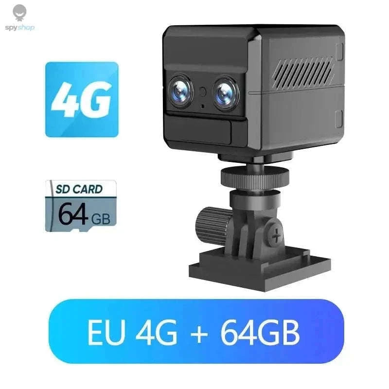 4G Mini 4K Dual-Lens Camera with 6X Zoom and Night Vision-EU Camera Add 64G TF / Type-C