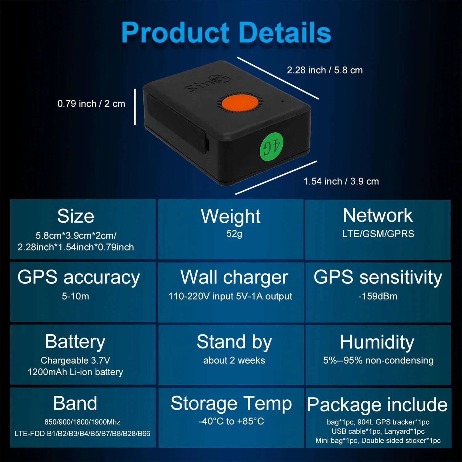 4G Mini GPS Tracker with Built-In Battery and Waterproof Design-Default Title
