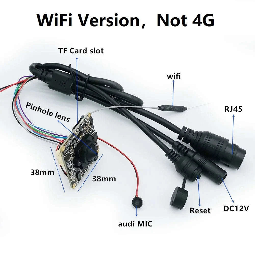 4G Mini IP Camera Module with Pinhole Lens and HD Video-2MP EU / EU Plug