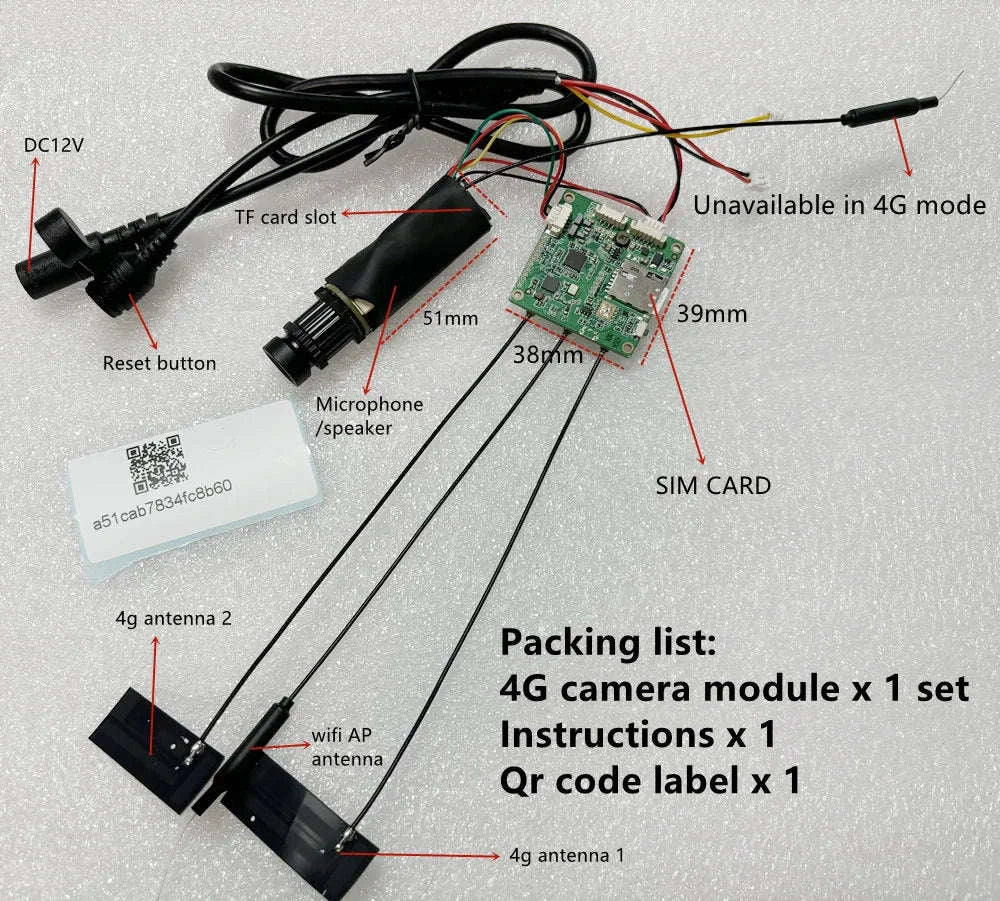 4G SIM Card Mini 1080P Camera with Remote Surveillance-Hole lens / CHINA