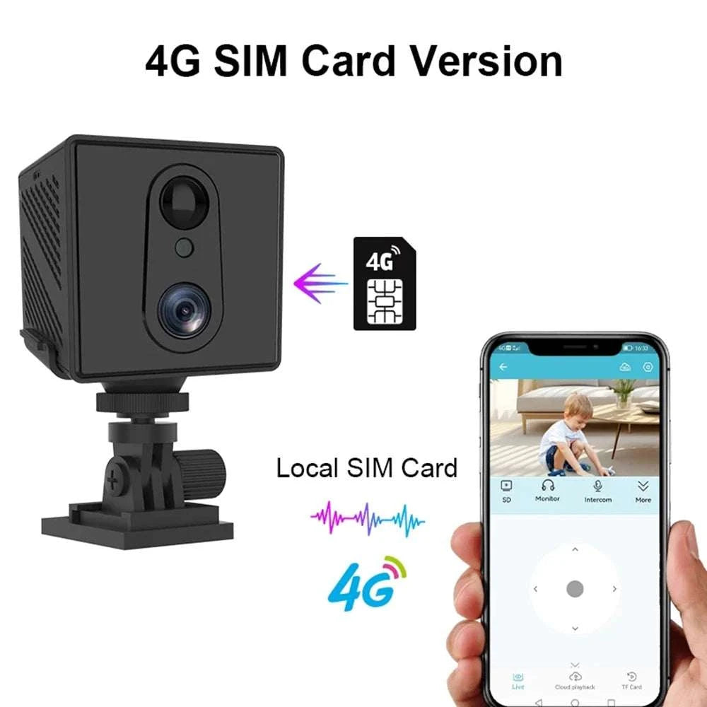 4G SIM Mini Security Camera 5MP Indoor Night Vision with Battery-4G No Card