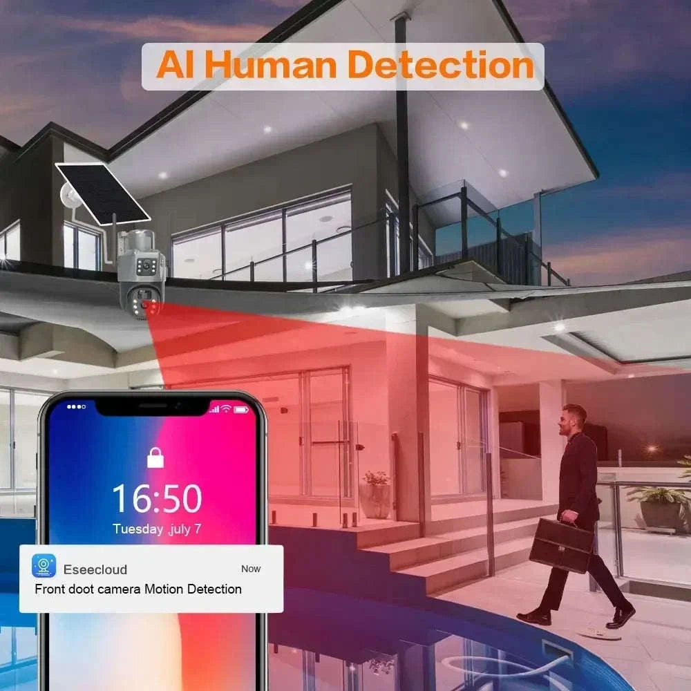 4G Solar Dual Lens Outdoor Security Camera 8MP 4K PIR Human Detection-EseeCloud 4G Solar / Poland
