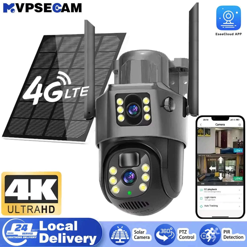 4G Solar Dual Lens Outdoor Security Camera 8MP 4K PIR Human Detection-EseeCloud 4G Solar / Poland