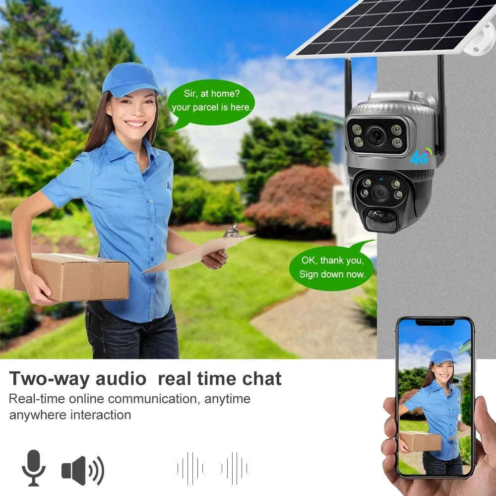4G Solar Dual-Lens Outdoor Security Camera with 10X Zoom and Human Detection-4G Solar Camera Add 128G / Poland