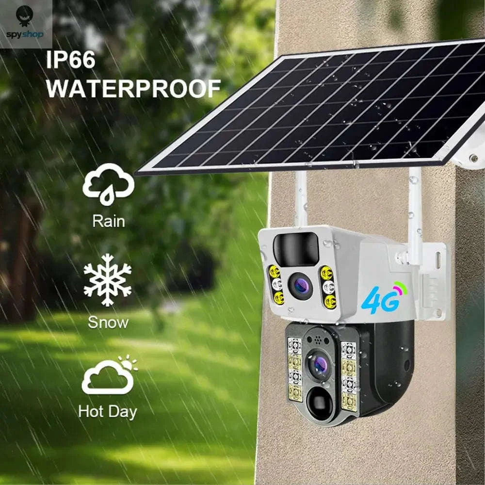 4G Solar IP Security Camera – 8MP Dual Lens Outdoor Surveillance-WIFI Camera No Card