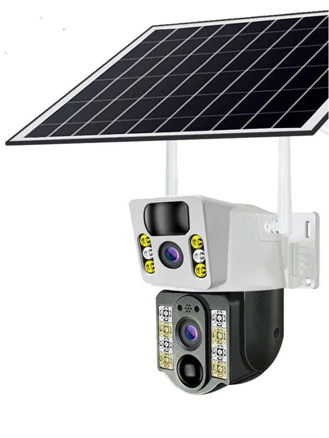 4G Solar IP Security Camera – 8MP Dual Lens Outdoor Surveillance-WIFI Camera No Card