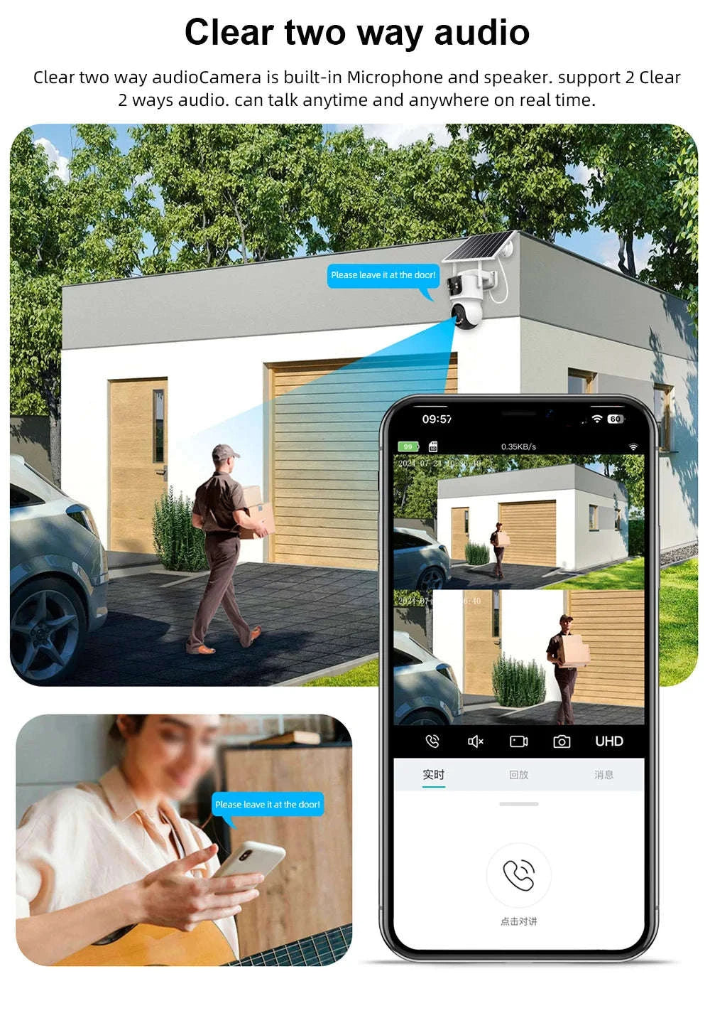 4G Solar Outdoor Dual-Lens Security Camera 4MP Auto Tracking-4G LTE Camera  64G