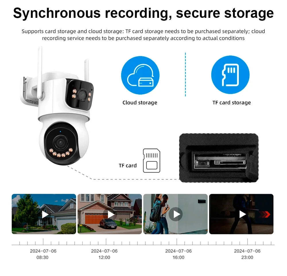 4G Solar Outdoor Dual-Lens Security Camera 4MP Auto Tracking-4G LTE Camera  64G
