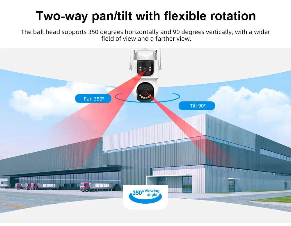 4G Solar Outdoor Dual-Lens Security Camera 4MP Auto Tracking-4G LTE Camera  64G
