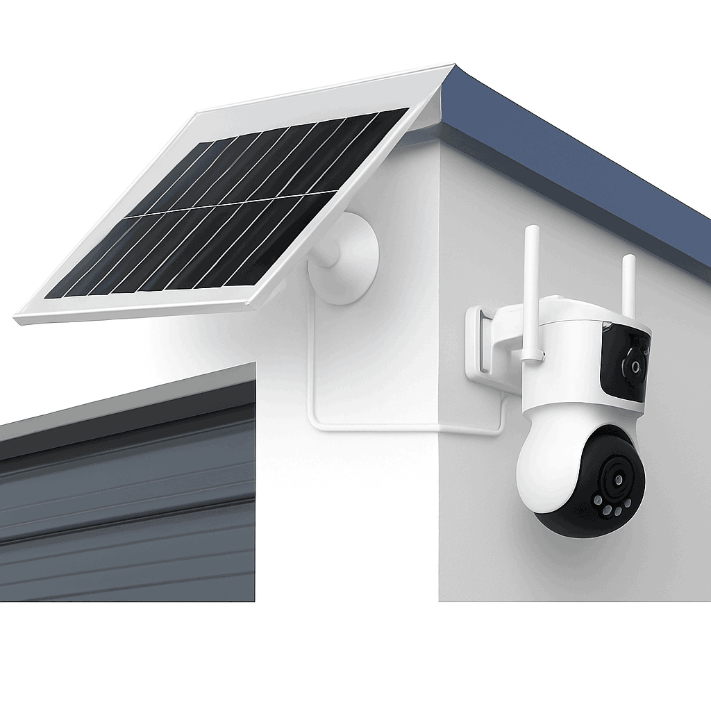 4G Solar Outdoor Dual-Lens Security Camera 4MP Auto Tracking-4G LTE Camera  64G