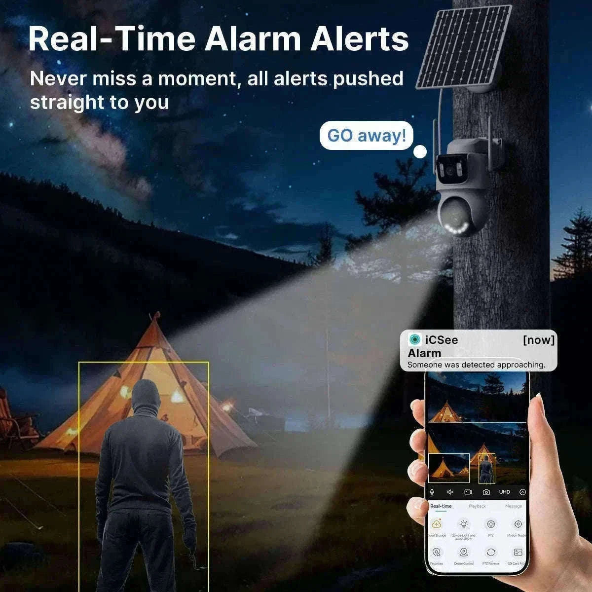 4G Solar Outdoor Security Camera with PTZ Auto Tracking Night Vision and Two-Way Audio-Camera Add 64G / Poland