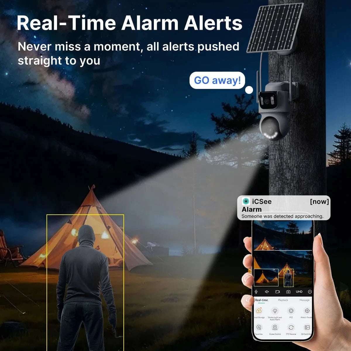 4G Solar Outdoor Security Camera with PTZ Auto Tracking Night Vision and Two-Way Audio-Camera Add 64G / Poland