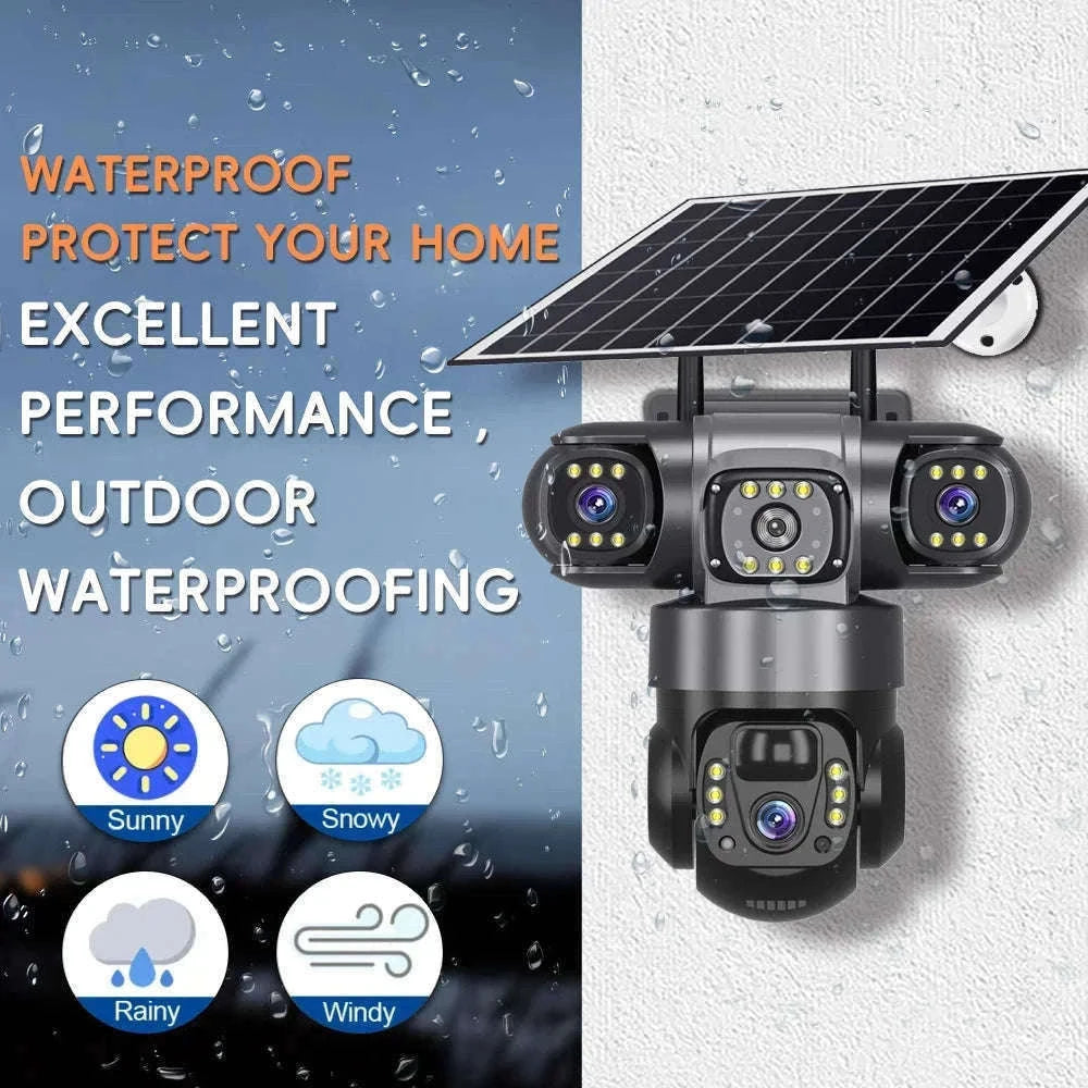 4G Solar Outdoor Security Camera with Triple Lens and PIR Detection-4G camera add 128GB / Poland