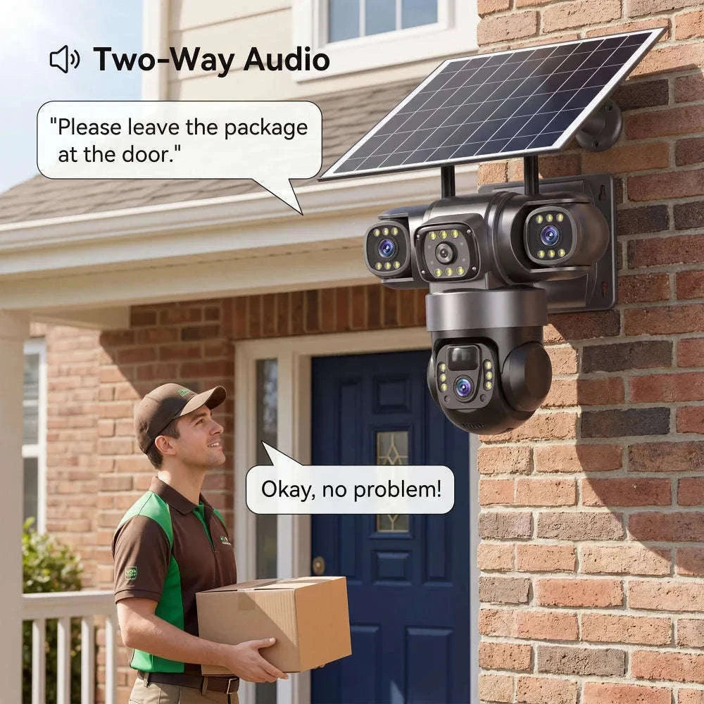 4G Solar Outdoor Security Camera with Triple Lens and PIR Detection-4G camera add 128GB / Poland