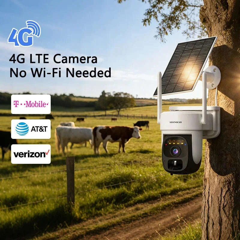 4G Solar-Powered 3MP Outdoor Security Camera with Color Night Vision-US4G / United States