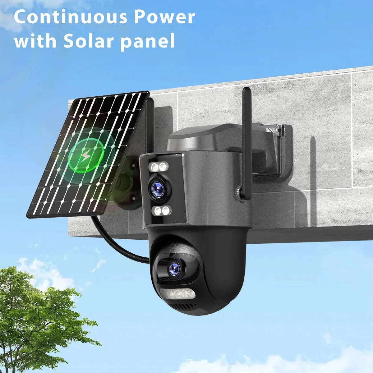 4G Solar PTZ Security Camera with Auto Tracking and 24/7 Recording-Camera No Card / Poland