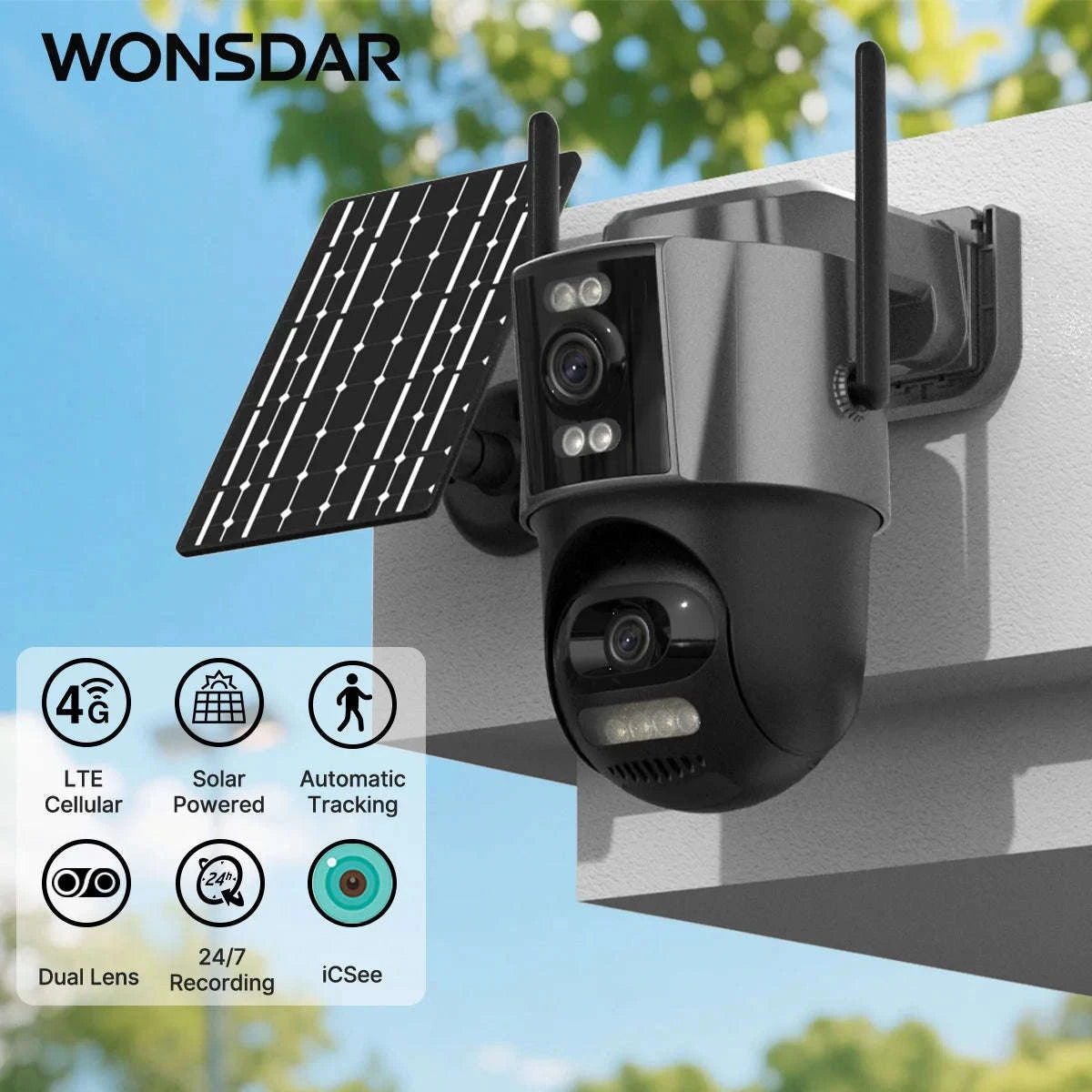 4G Solar PTZ Security Camera with Auto Tracking and 24/7 Recording-Camera No Card / Poland