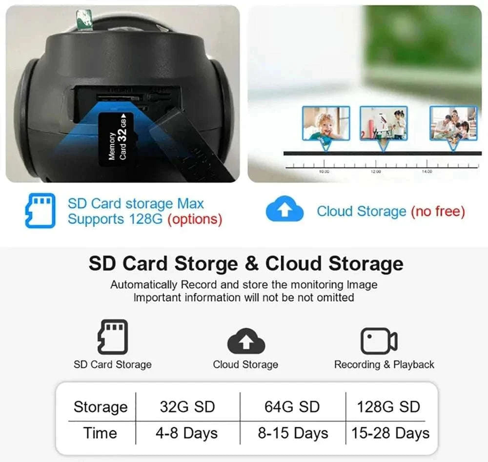 4G Solar Security Camera PTZ 3MP Outdoor Night Vision Surveillance-4G Camera / EU Plug