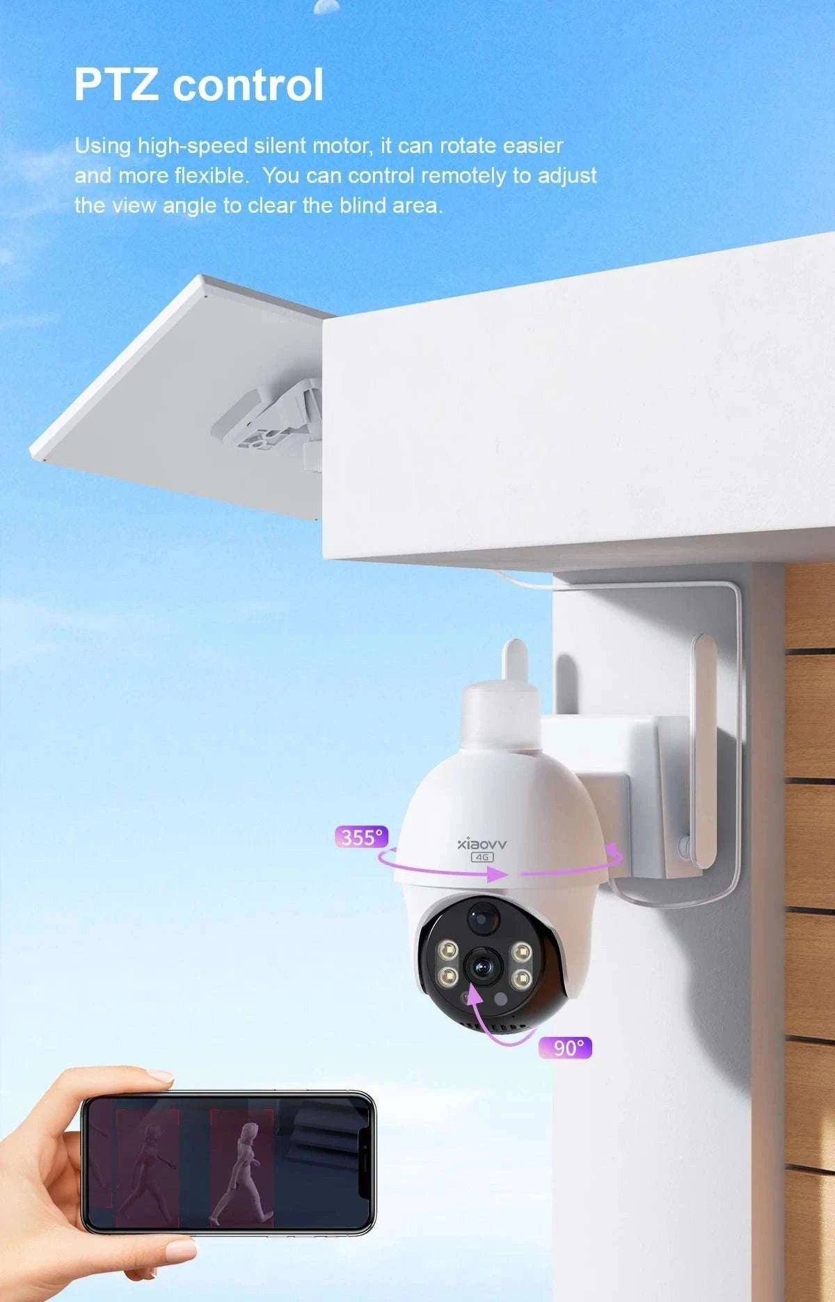 4G Solar Security Camera PTZ 3MP Outdoor Night Vision Surveillance-4G Camera / EU Plug