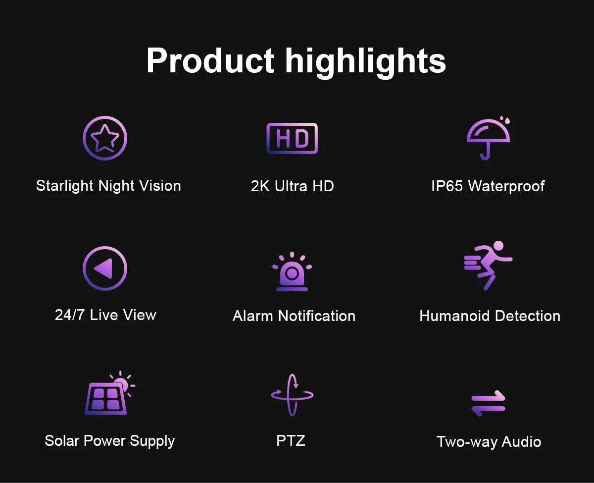 4G Solar Security Camera PTZ 3MP Outdoor Night Vision Surveillance-4G Camera / EU Plug