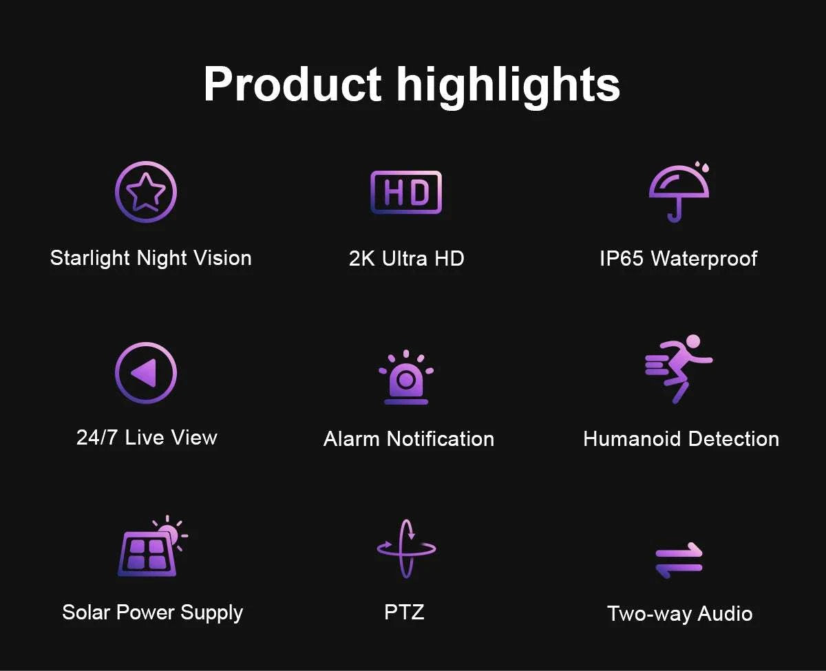 4G Solar Security Camera PTZ 3MP Outdoor Night Vision Surveillance-4G Camera / EU Plug