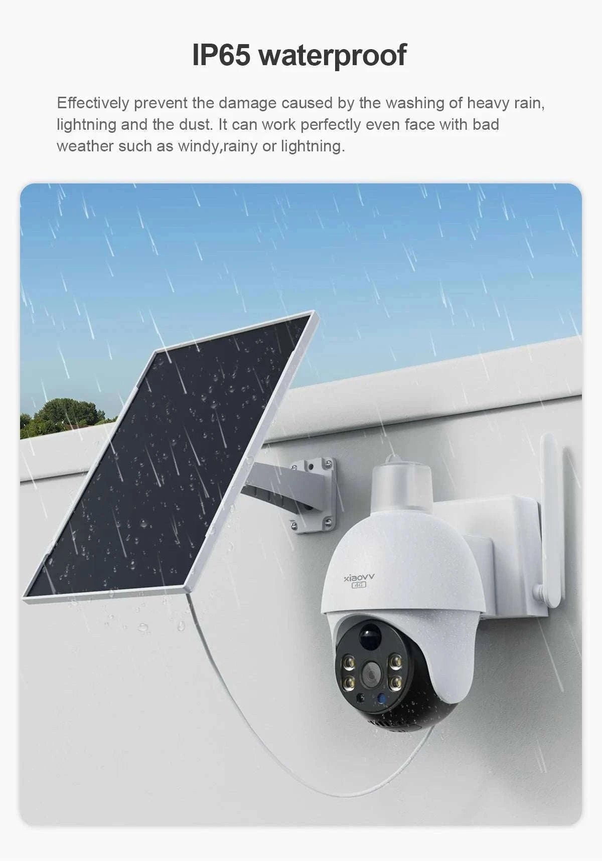 4G Solar Security Camera PTZ 3MP Outdoor Night Vision Surveillance-4G Camera / EU Plug